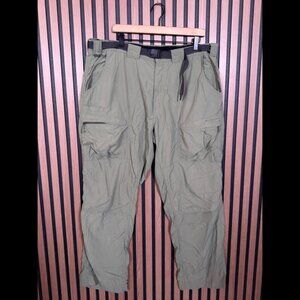 ExOfficio Pants XL x 30 Mens Green Cargo Hiking 100% Nylon Belt Buckle